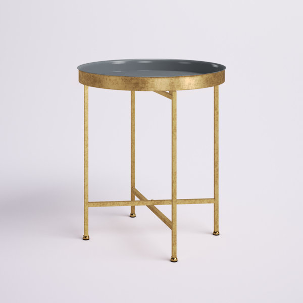 Mistana™ Alvis Iron Tray Top Cross Legs End Table & Reviews Wayfair